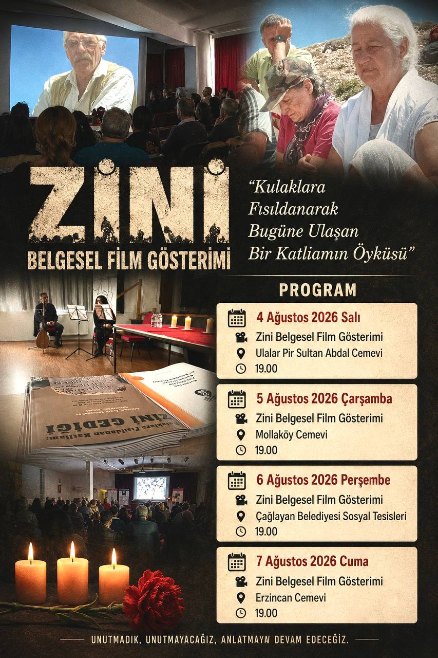 Zini belgesel film gösterimi afişi — 4-7 Ağustos 2026