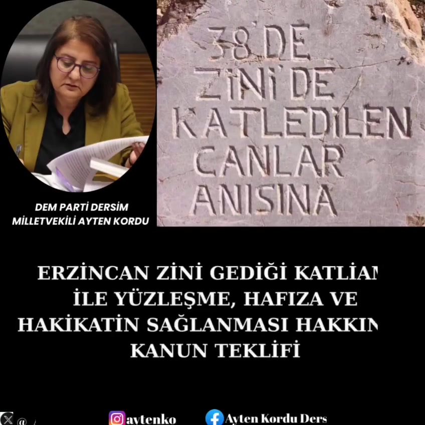 DEM Parti Dersim Milletvekili Ayten Kordu ve kanun teklifinin başlığı